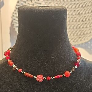 Handmade Red Beaded Necklace